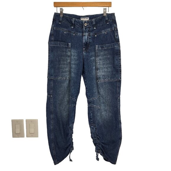 Free People We The Free Oasis Crop Jeans 28 Blue Denim Utility 89652655 - Picture 1 of 8